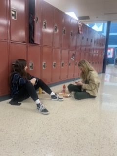 Students Eating Outside the Cafeteria