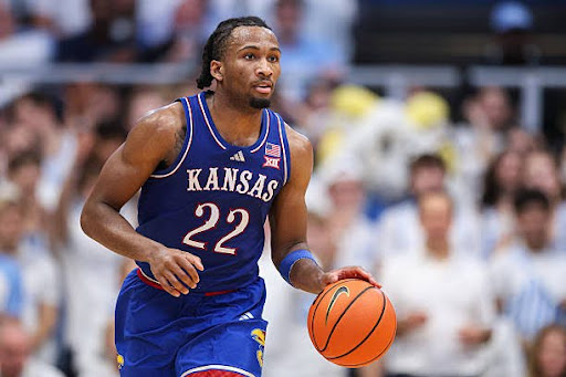 CHAPEL HILL, NORTH CAROLINA - NOVEMBER 7: Darryn Peterson #22 of the Kansas Jayhawks during a game against the North Carolina Tar Heels at Dean E. Smith Center on November 7, 2025 in Chapel Hill, North Carolina. (Photo by Ryan Hunt/Getty Images)