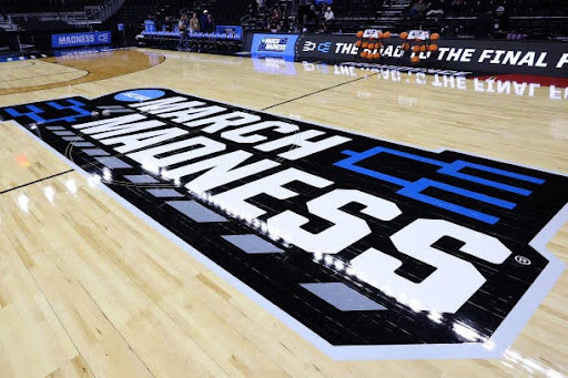PROVIDENCE, RHODE ISLAND - MARCH 19: The March Madness logo is pictured at Amica Mutual Pavillion during Practice Day ahead of the NCAA Men's Basketball Tournament on March 19, 2025 in Providence, Rhode Island. (Photo by Emilee Chinn/Getty Images)