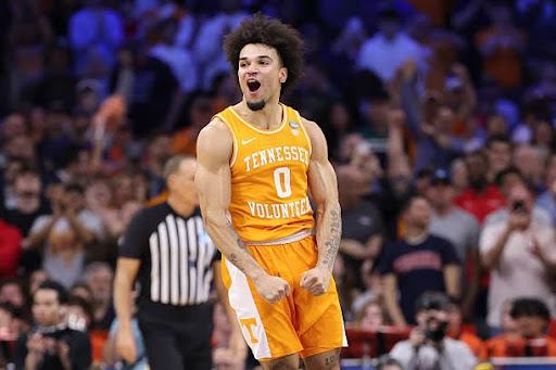 PHILADELPHIA, PENNSYLVANIA - MARCH 22: Ja'kobi Gillespie #0 of the Tennessee Volunteers celebrates after defeating the Virginia Cavaliers 79-72 during the second half in the second round of the 2026 NCAA Men's Basketball Tournament at Xfinity Mobile Arena on March 22, 2026 in Philadelphia, Pennsylvania.  (Photo by Emilee Chinn/Getty Images)