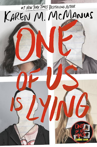 The photo shows a book cover staring the four main suspects of Simon’s case.